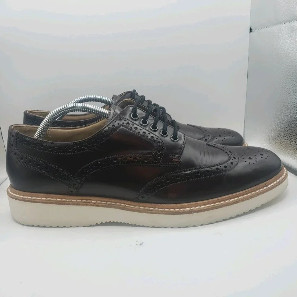 Men Ted Baker London Edling Wingtip Dress Up Shoes Leather Burgundy mens size 11 - Picture 3 of 7